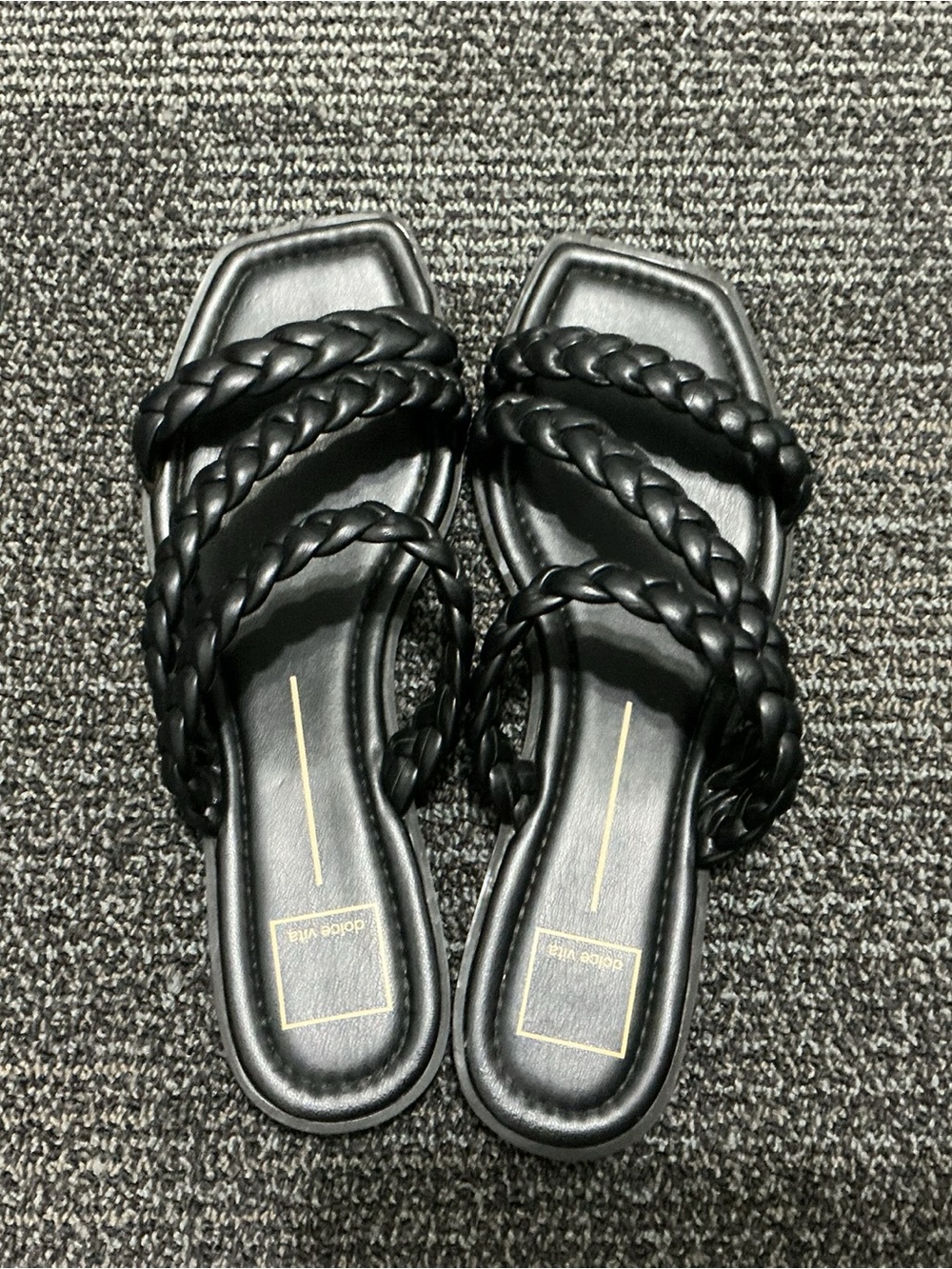 Dolce Vita Black Braided Strap Slide Sandals